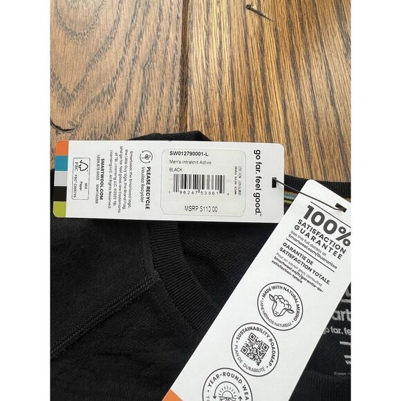Smartwool Active Intraknit Crew Neck Black Stretch Quick Dry Men's Large NWT - Picture 4 of 6